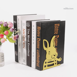 Serre-livre en métal avec lapins à la pipe