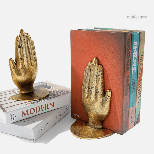Serre-livre en métal avec motif mains pour décoration intérieure