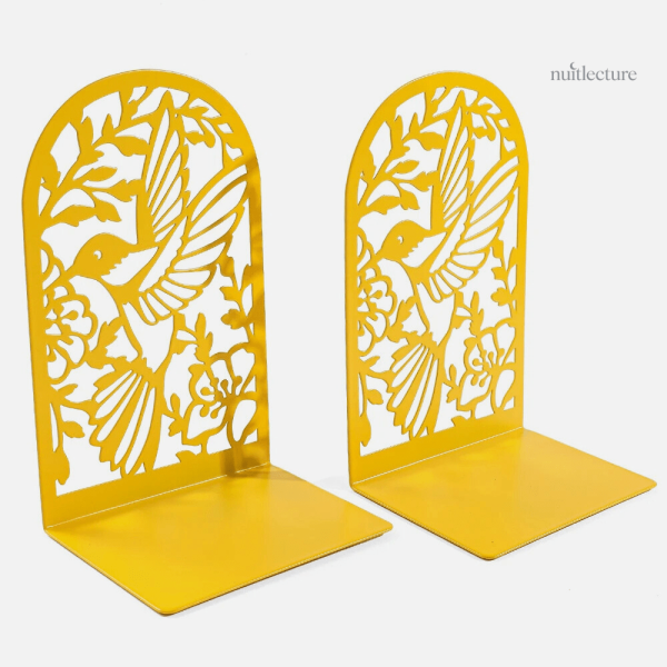 Support de livres en métal avec design floral