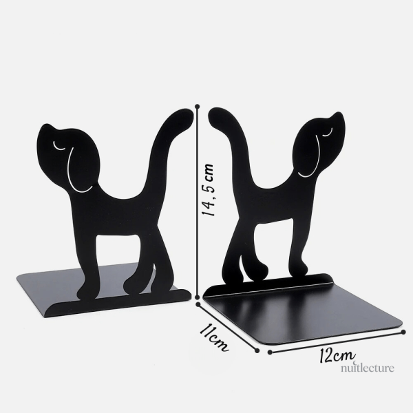 Accessoire de bibliothèque en métal, chien stylisé