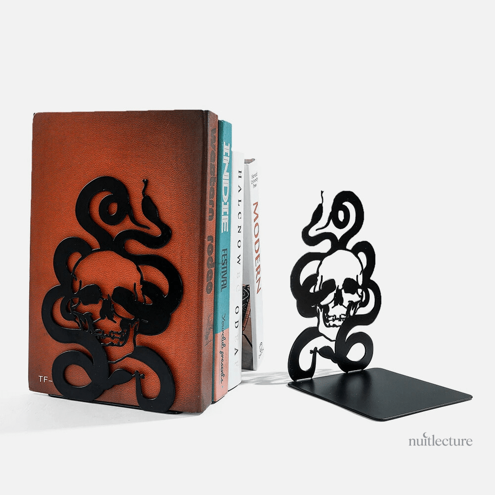 Serre-livre en métal avec motif de squelette