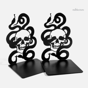 Serre-livre décoratif en métal serpent et squelette