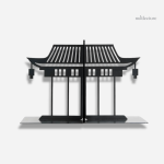 Serre-livre en métal avec design de toit chinois