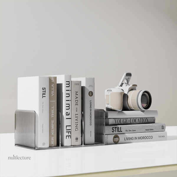 Serre-livre motif quadrillé pour décor moderne