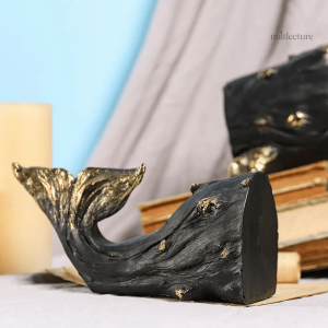 Accessoire de bibliothèque baleine en résine design