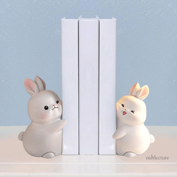 Serre-livre en résine avec lapins amusants en 3D