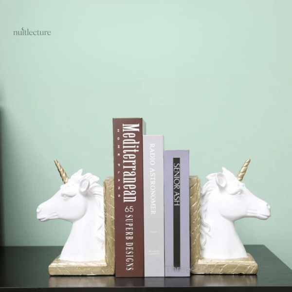 Serre-livre en résine avec motif licorne design original
