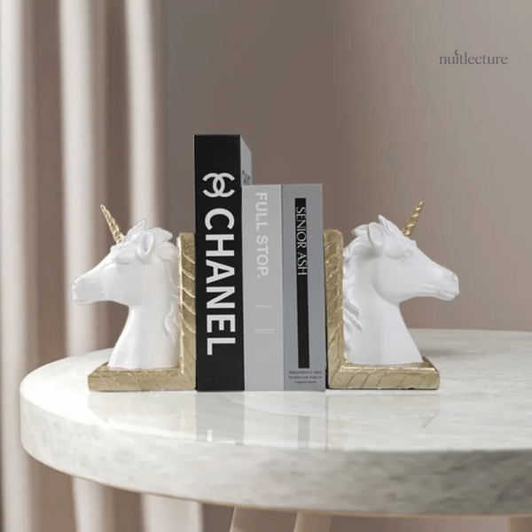 Objet de décoration : serre-livre licorne en résine