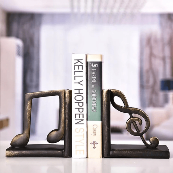 Serre-livre décoratif en résine, design musical