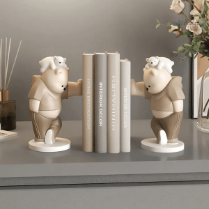 Serre-livre ours mignons en résine pour bibliothèque