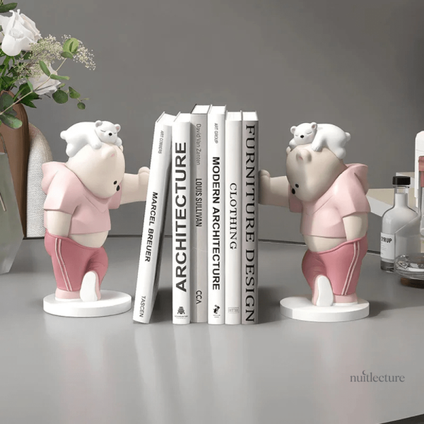 Serre-livre 3D ours en résine pour maintien de livres