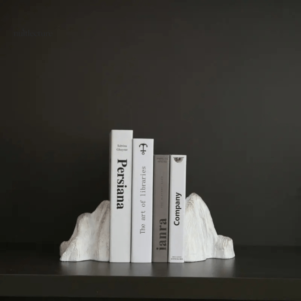 Serre-livre en résine, design rocher pour bibliothèque moderne
