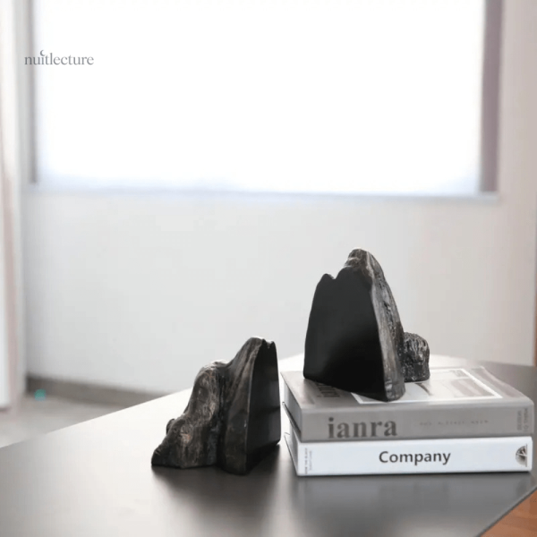Support de livre en résine, style roche intemporelle