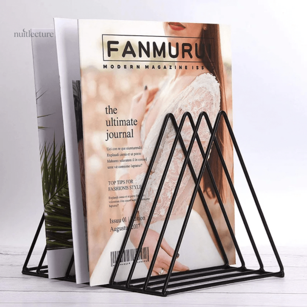 Support livre décoratif en métal, forme de triangles